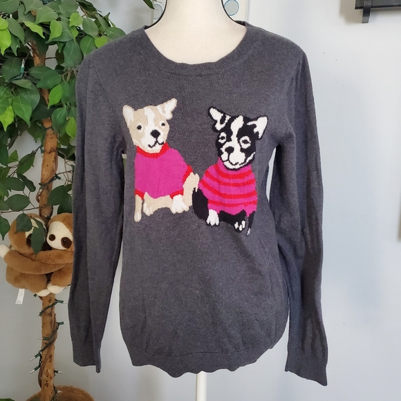 J. Crew Sweaters - J. CREW MERCANTILE Merino Wool Blend French Bulldog Sweater L